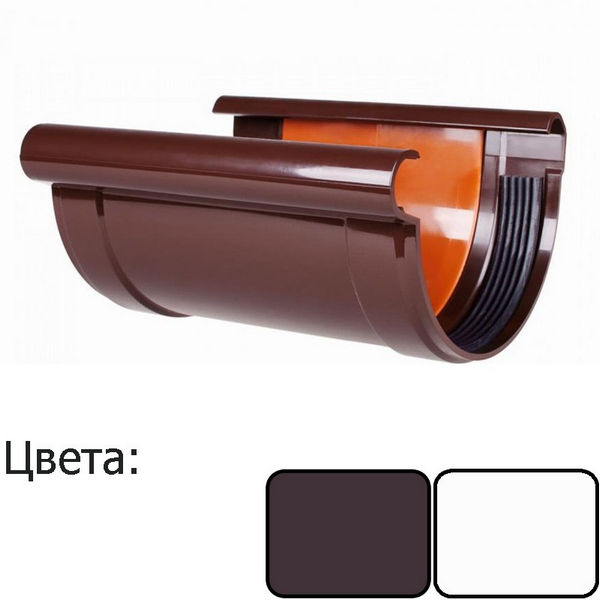 Соединитель желоба Profil 130/100 с уплотнителем коричневый